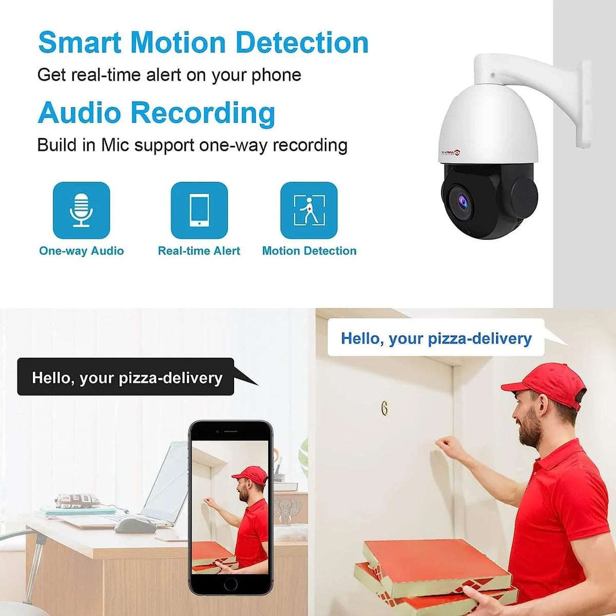 Detection, Pan PTZ with IP Mic/Audio, IP66 Vision, Zoom, Anpviz Security Optical Vehicle PTZ Person 360°/Tilt PoE 20X 5MP Indoor 90°, IR Waterproof IP Metal, Night exterior Camera Camera Surveillance