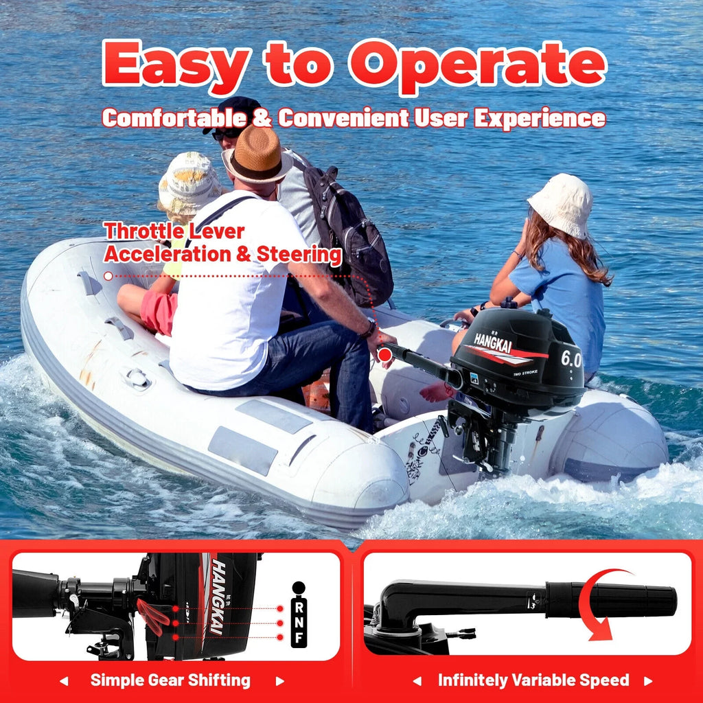 Cooling Hp liquid Motor Engine Outboard 2-Stroke Boat Motor Fishing System Inflatable CNCEST 6