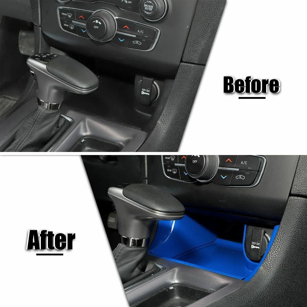 Shift Blue Gear Panel Center Teledu ABS Trim Storage Console