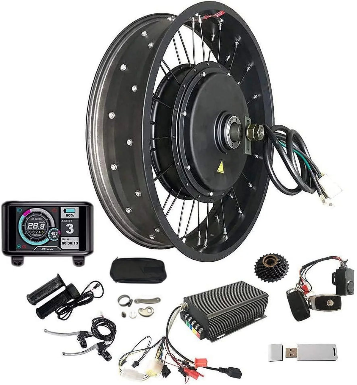 Fat Speed 190mm Color width with Bike System,Single Speed Display Max Dropout 100KM/H 80mm Freewheel Kit Electric Controller,TFT wheelrim Sabvoton 20*4.0inch Conversion