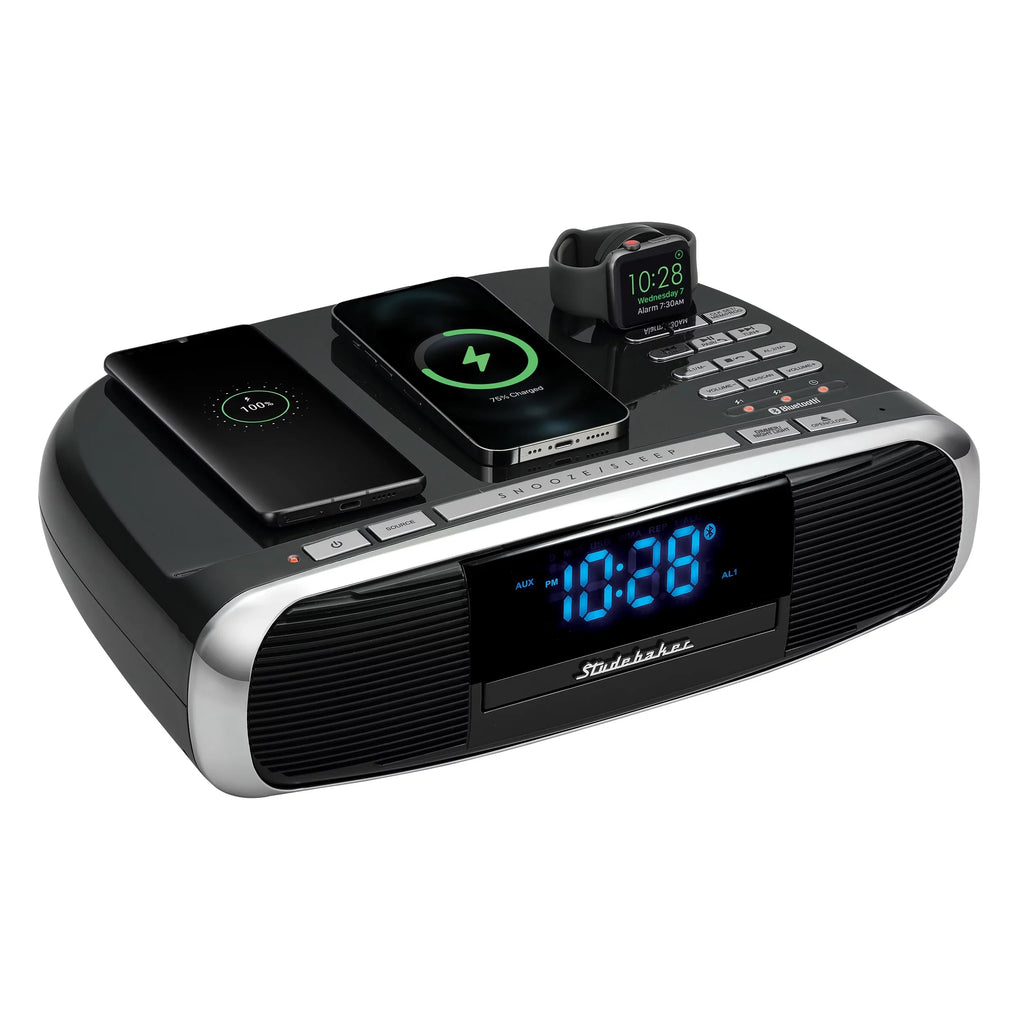 System Music FM Wireless Charging Workstaton Qi Station Radio, and Studebaker with HiFi CD,