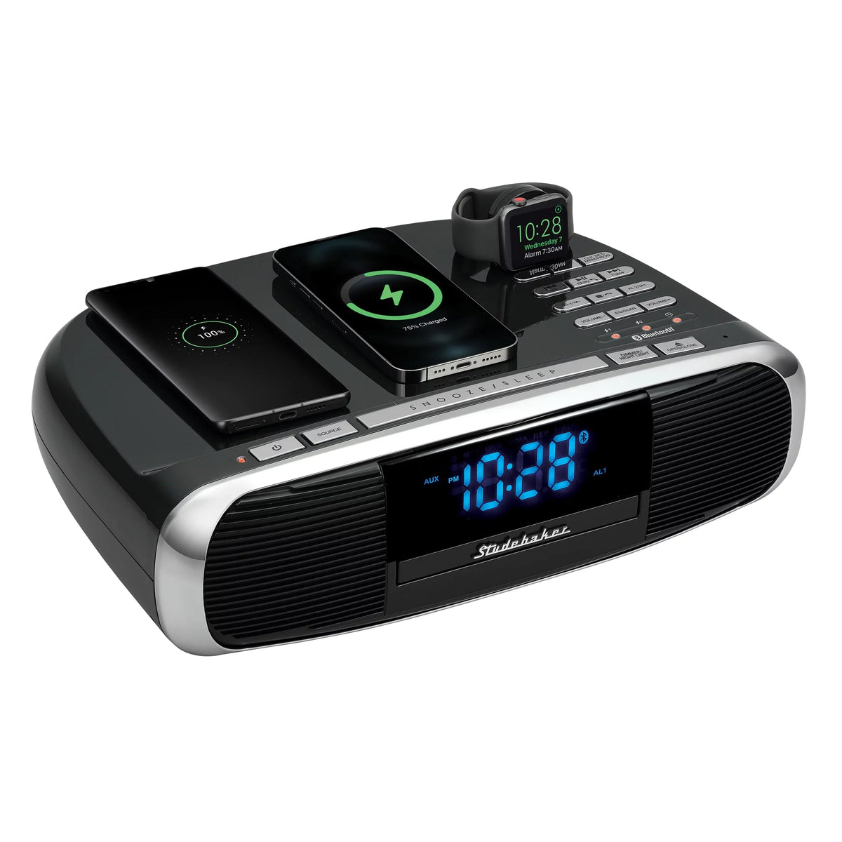System Music FM Wireless Charging Workstaton Qi Station Radio, and Studebaker with HiFi CD,