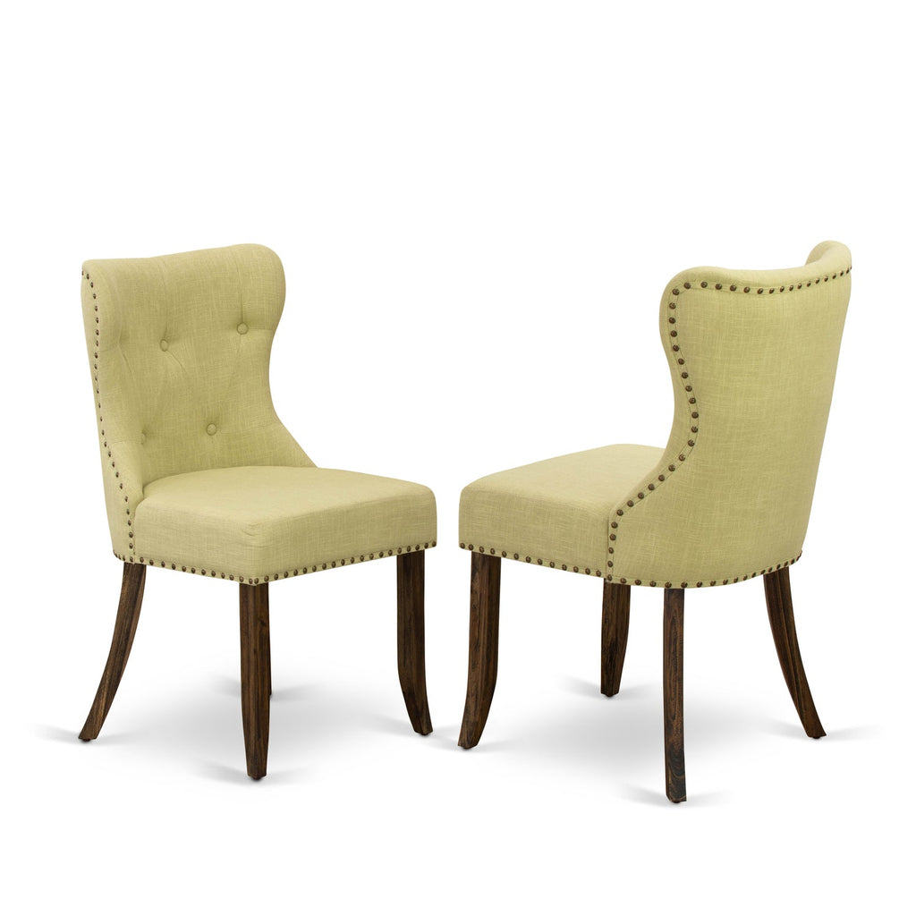Fabric Chairs Seat Legs Room Tufted 7-Pc Back Set-Limelight Kitchen Country Parson Living Hardwood French HomeStock With Button Cement - & & Linen Table Top