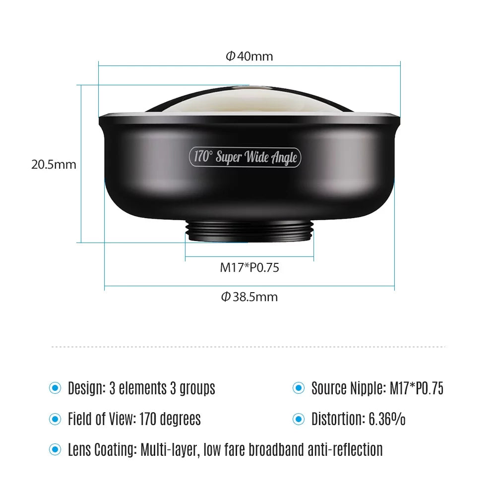 Wide Smartphone Lens HD5SW 170° APEXEL Super for Lens Smartphones Lens Single Dual for Galaxy Pixel Angle APL /