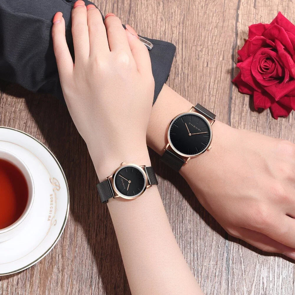 Watch Men Elegant Brand thin Luxury Waterproof Fashion Watch Lover Top Ultra Watches Quartz outfit Rose CHENXI gold Woman Ladies