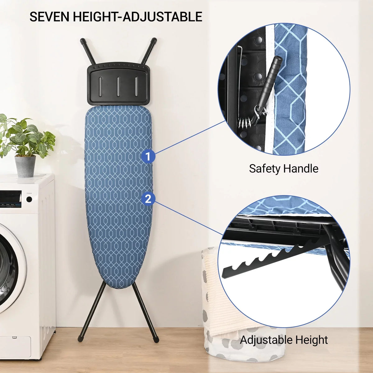 Ironing 7 Levels Rest, Stand with Adjustable Board,Iron Height,36"x13" Iron Kingrack