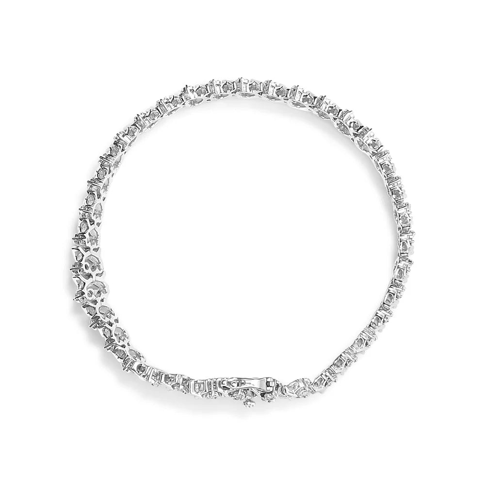 Wave - Clarity) Miracle of (I-J .925 Inches Row Box Color, Diamond 3 Brilliance Round Clasp Womens Set Silver 1.0 Haus 7.25" Sterling Cttw Bracelet cut I2-I3 Link