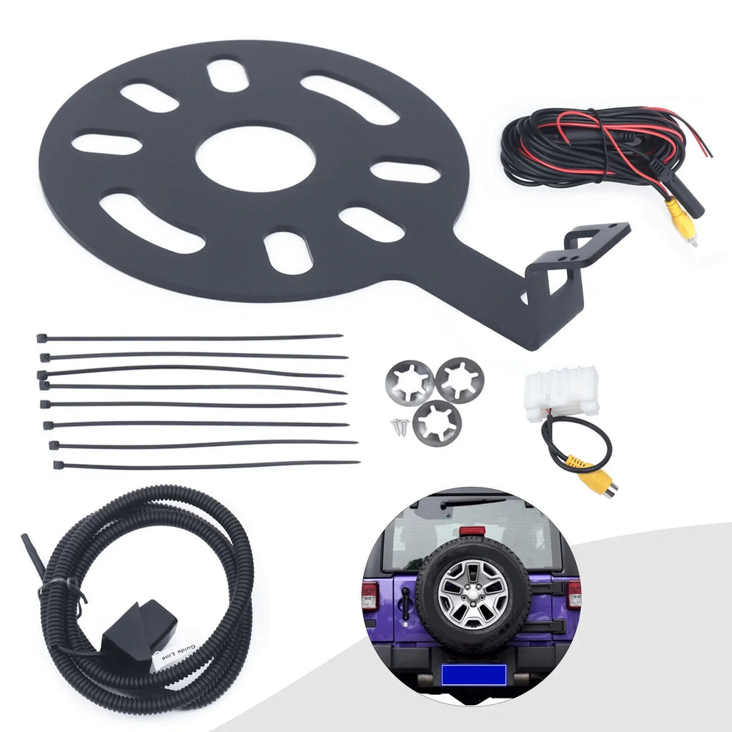 View Mount Jeep Backup Tire Rear ZhdnBhnos 170° Spare JK Camera Wrangler for Bracket 2007-2017 Kit