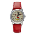 Manual 29mm Vintage Swiss Metal Base Wind Mickey Red Watch Women's Mouse Leather