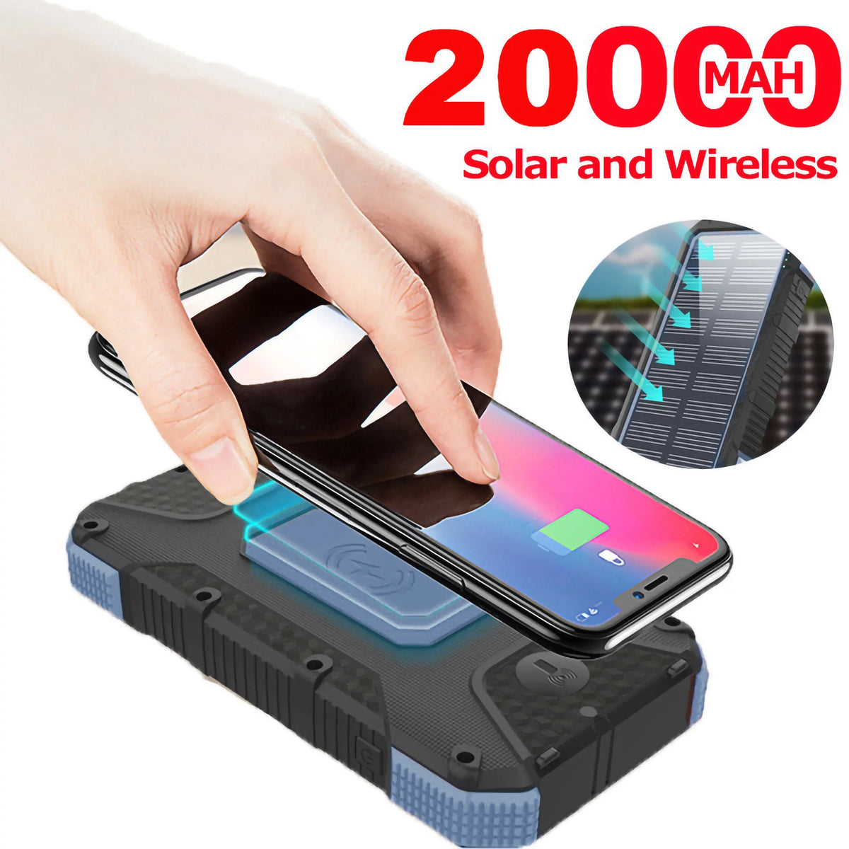 Charging exterior 26800mAh Solar Portable Charger Wireless Bank Powered Power