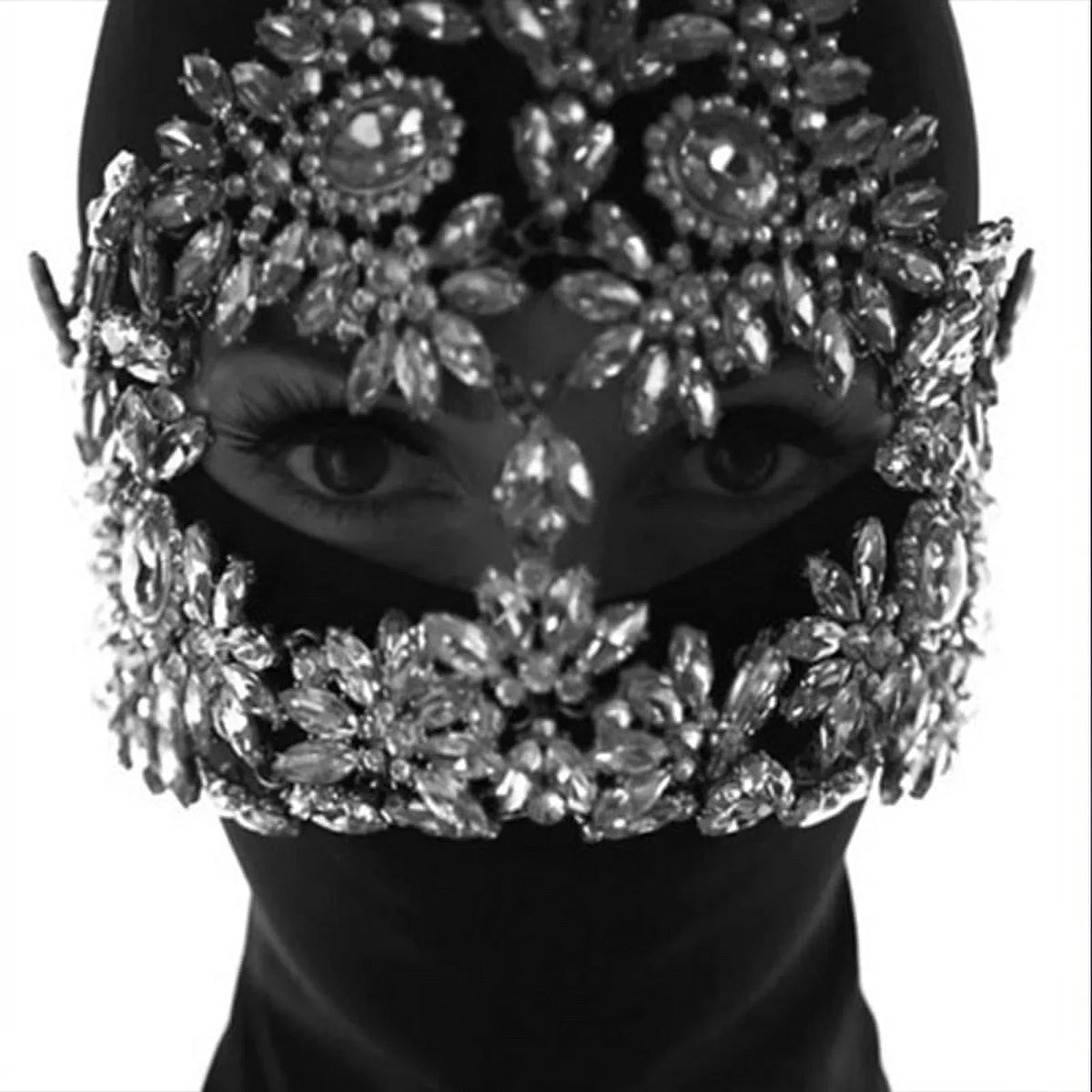 Masks Halloween Women Mask Crystal Masquerade Mask Face for Rhinestone Face Chain