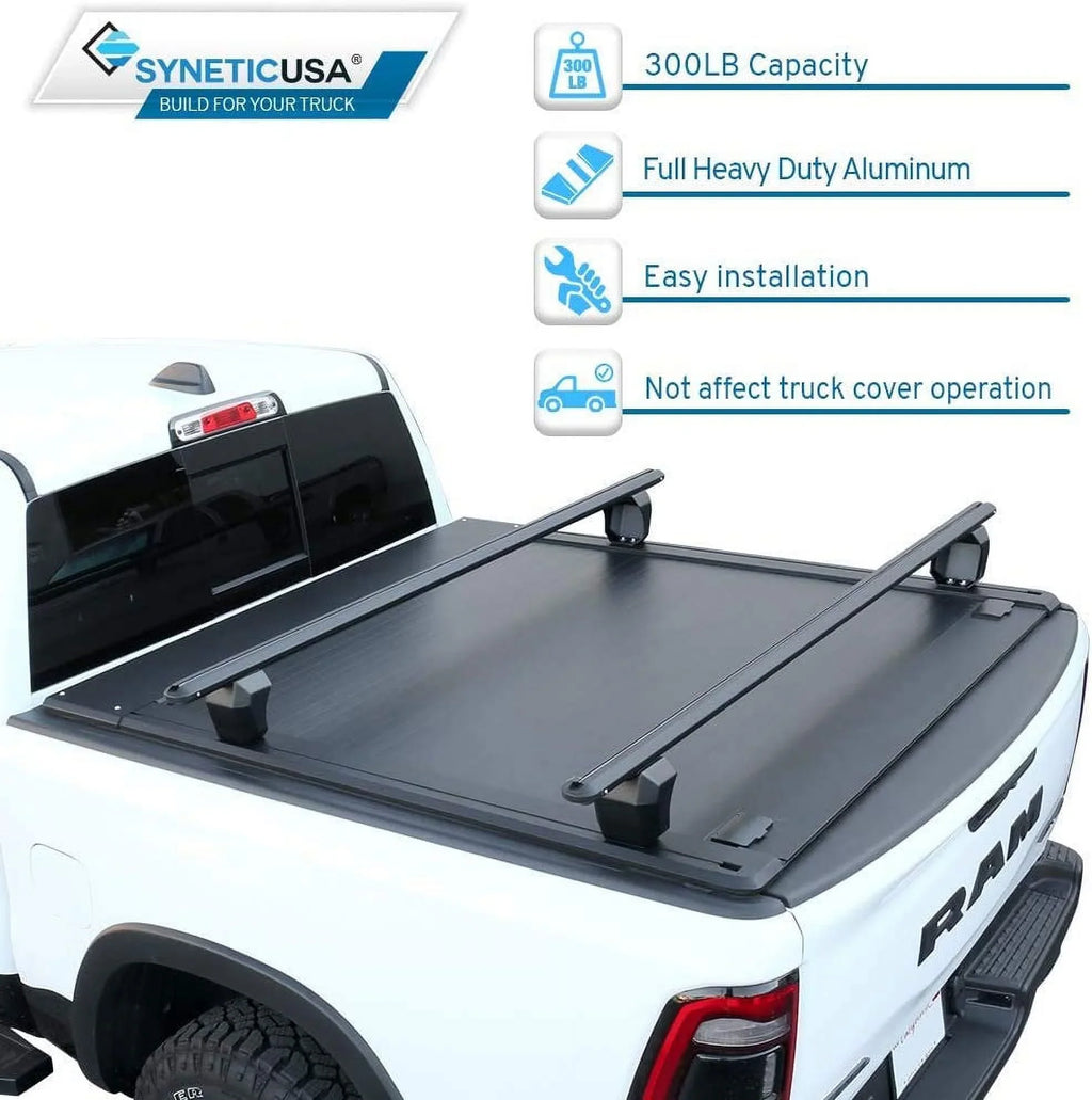 5'7" 1500 Syneticusa Low Bars Fits Waterproof Black Road Cover 2019-2022 Off Tonneau Aluminum Profile with Hard (67.4”) Cross Ram Retractable Matte Bed