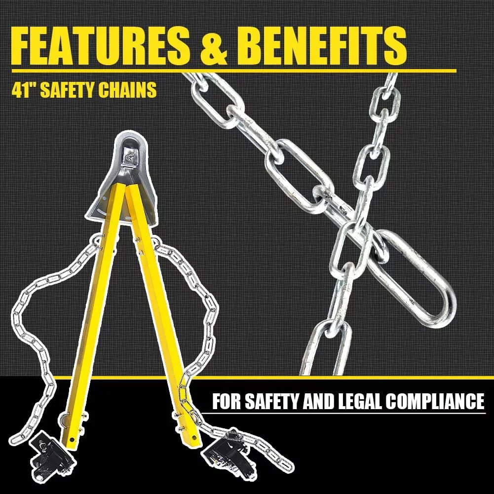 HPDAVV Kit w/Chains Car Yellow Jeep Bumper / with 5000lb Bar Adjustable Adjustable Mount Tow RV Compatible System Bar Truck Tow Towing