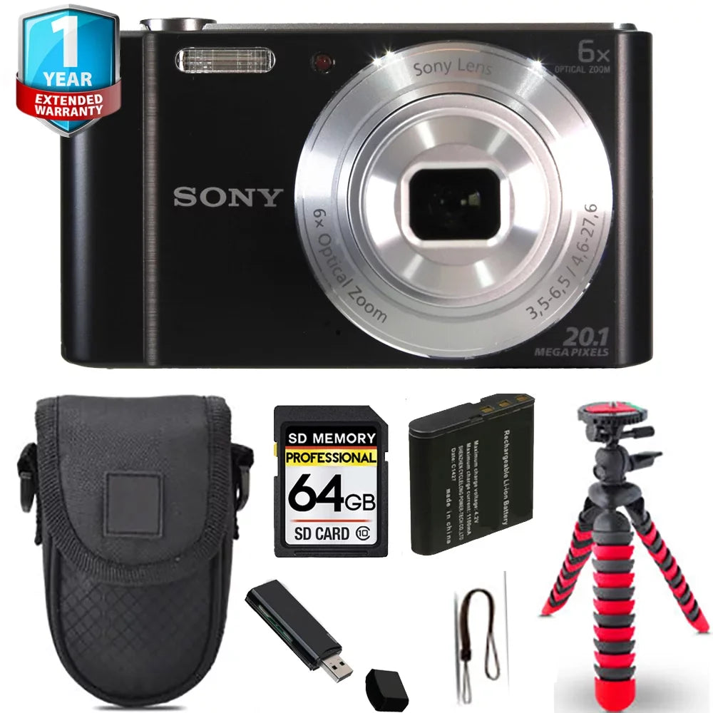 Yr Tripod Cyber-shot Warranty Camera + Digital - + DSC-W810 64GB Spider 1