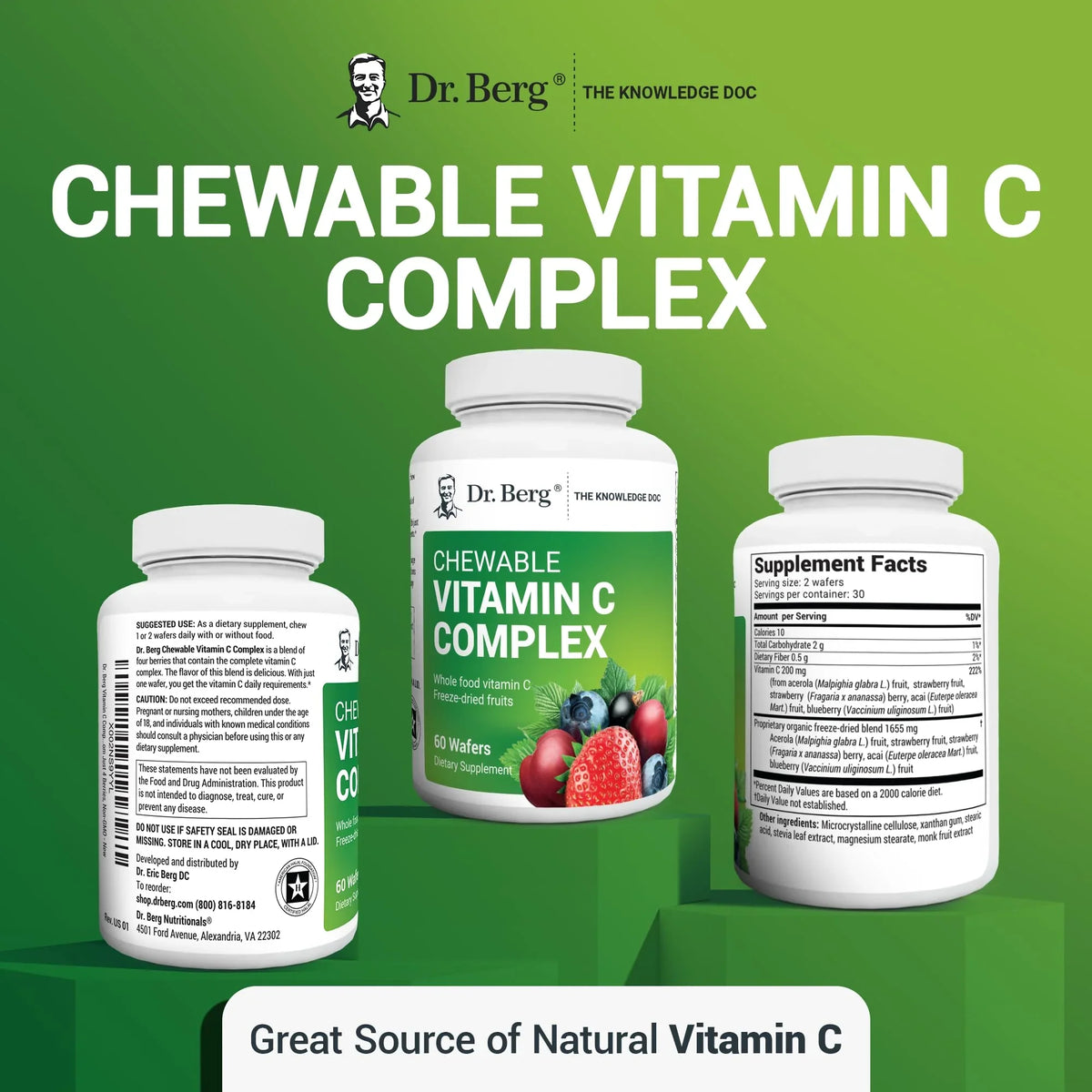 Chewable - from Vitamin Vitamin Tablets Complex C 60 C Berries, Berg Wafers Dr. Chewable Real