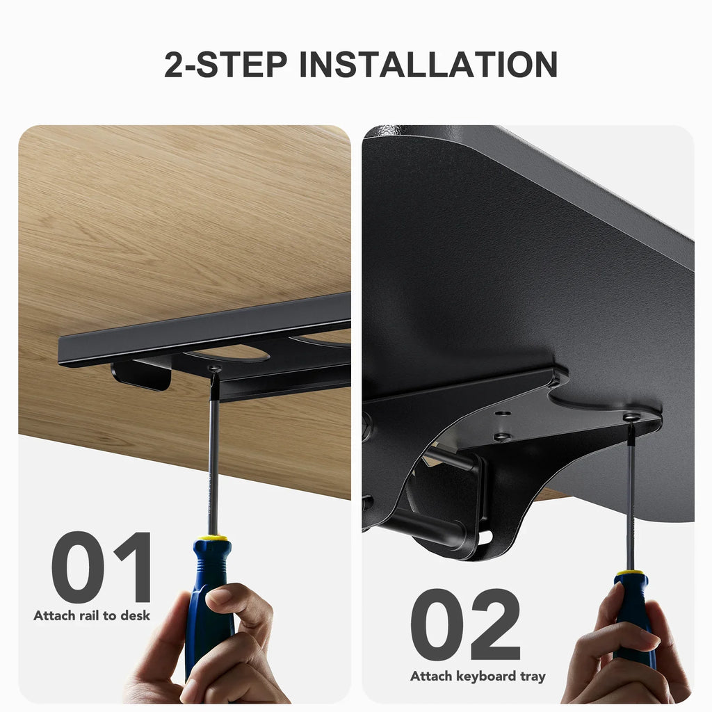 Tray,25" Adjustable, & Keyboard Black Sliding x Mouse 9.8"