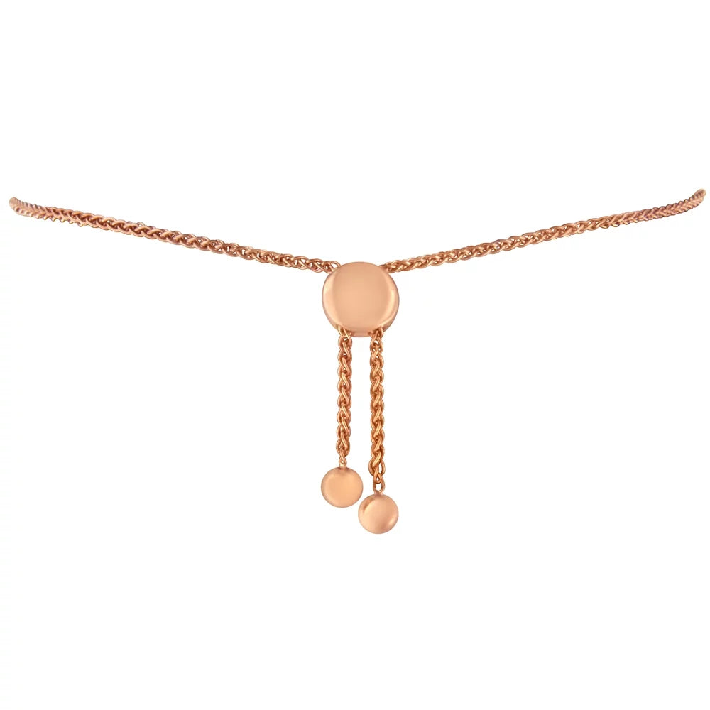 Heart Bolo 6”-10” and Plated Link Rose Gold (I-J .925 14K I3 Silver Adjustable Clarity) Diamond Sterling Bracelet Color, Accent Circle