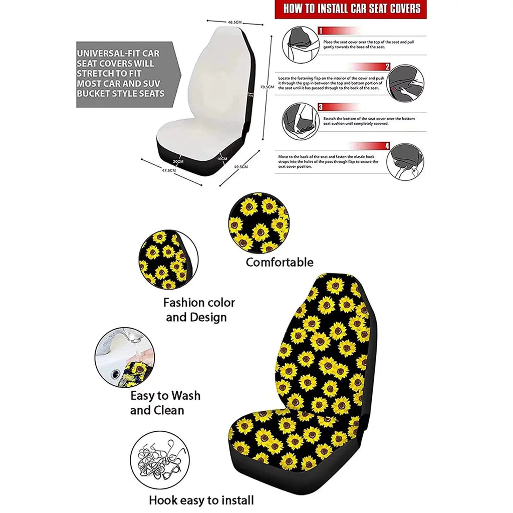 Binienty Pad+Front AestheticMushroom 8-Van Seatbelt Saddle Wheel Accessories Settring Back Set Pad+Center Sedan Interior Seat Cover Cover+Auto Blanket Cover of Print Console Car