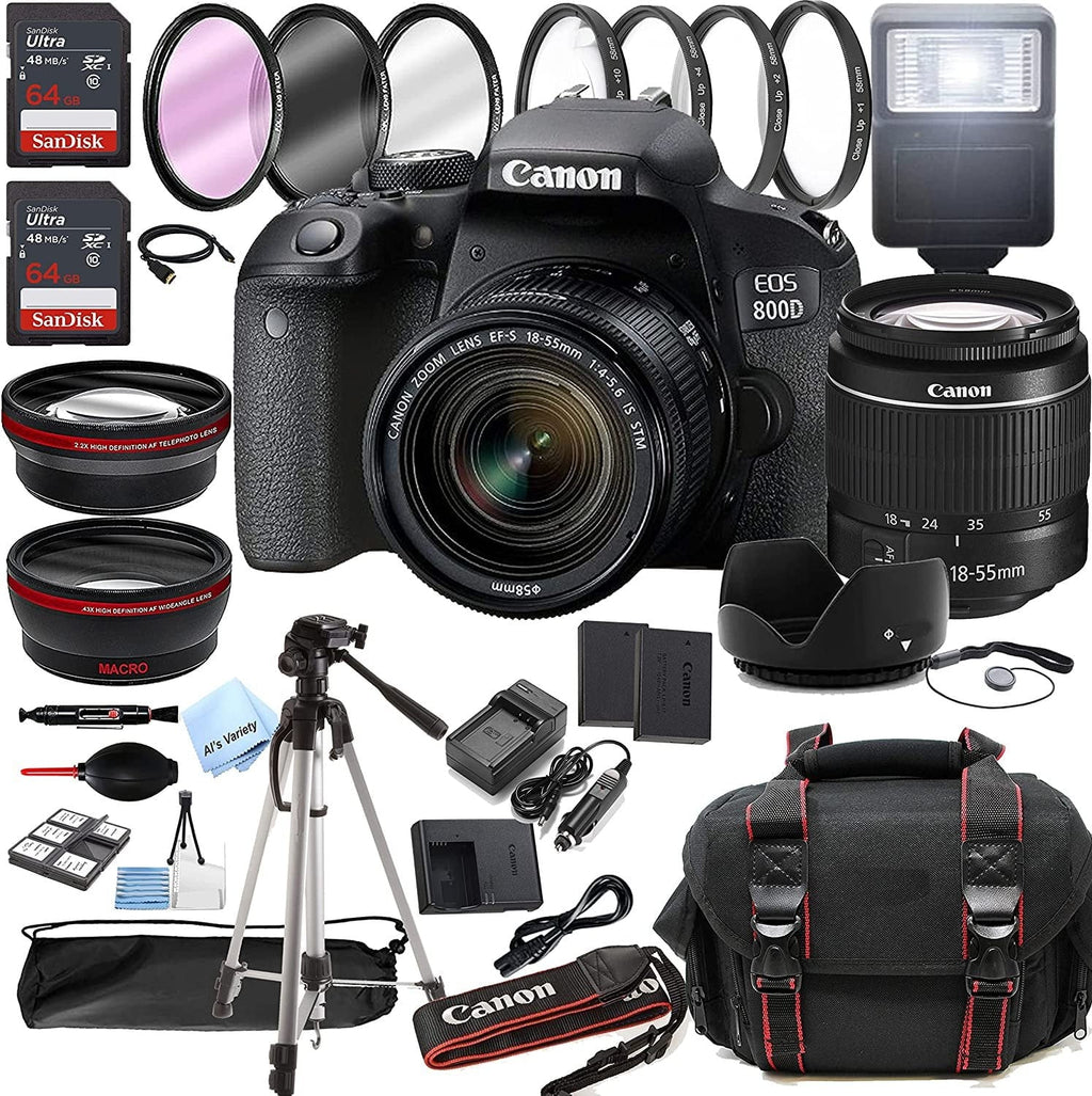 Bundle w/EF-S is Rebel F/4-5.6 Zoom Case T7i Tripod + Filters 800D 128GB Canon DSLR 36pc Lens STM Camera EOS Memory 18-55mm + + +