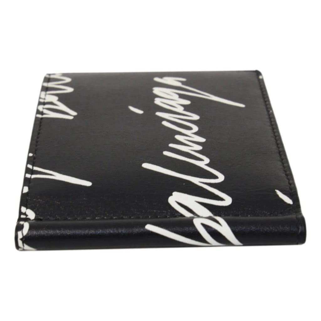 Scribble Wallet Leather Clip Cash 625819 Black Balenciaga Logo Money