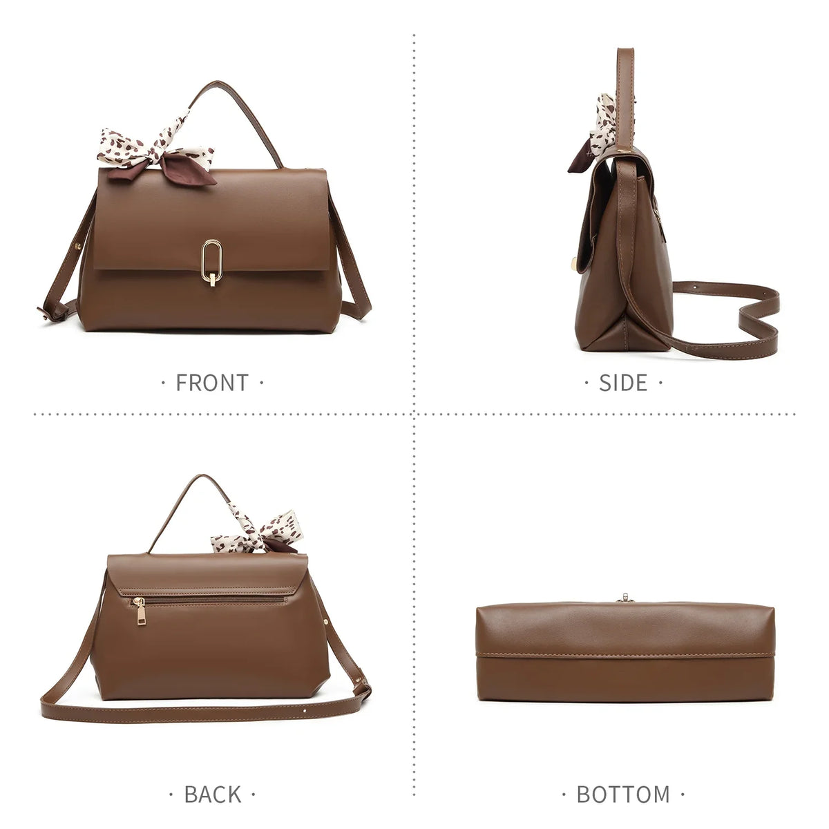 PU Scarf Silk Brown Flap women Handle Leather handbags crossbody ladies Shoulder Women's bag Bag hand square bags bags