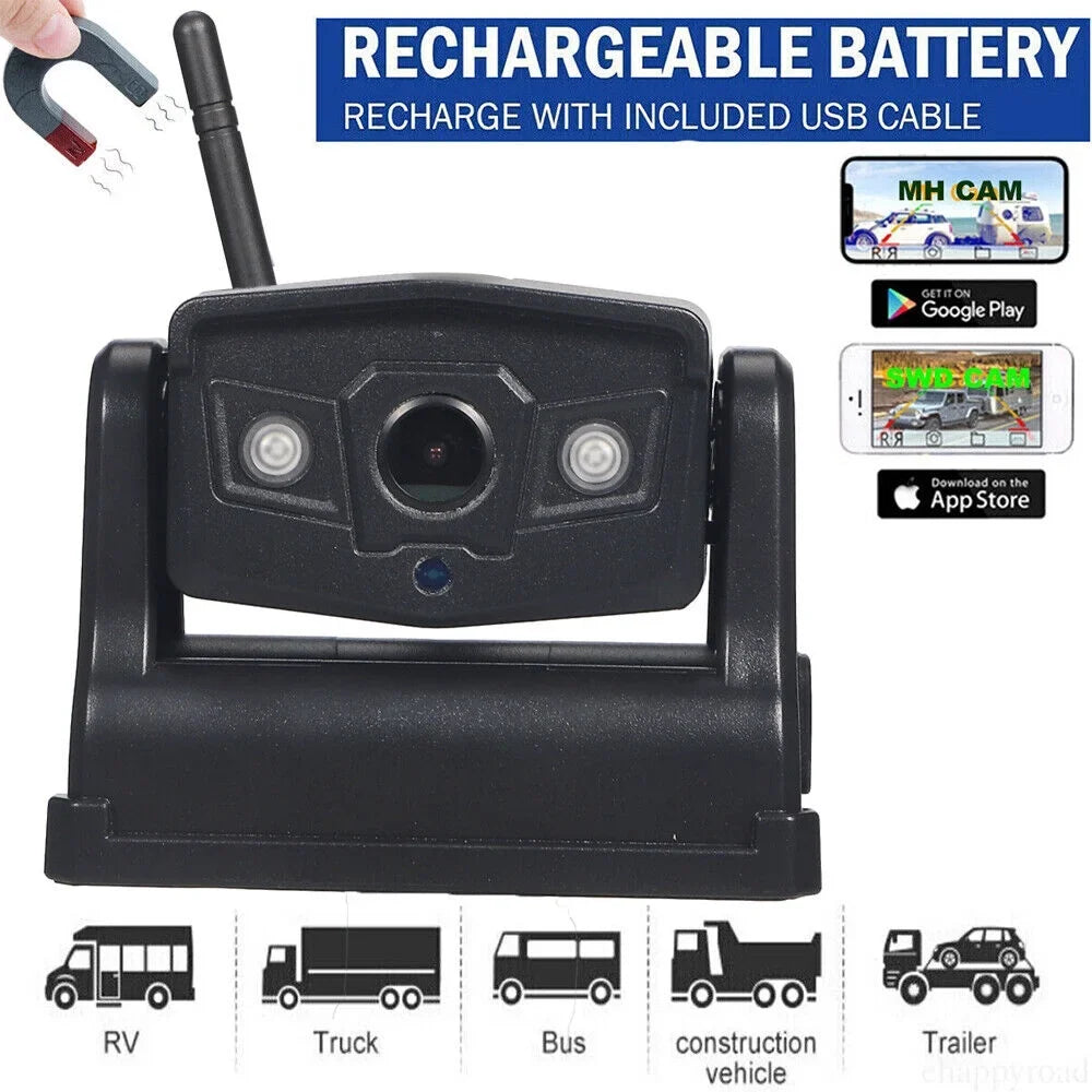 Camera, JahyShow View, Reliable Wireless WiFi 9600mAh Backup Front/Rear Battery Magnetic for