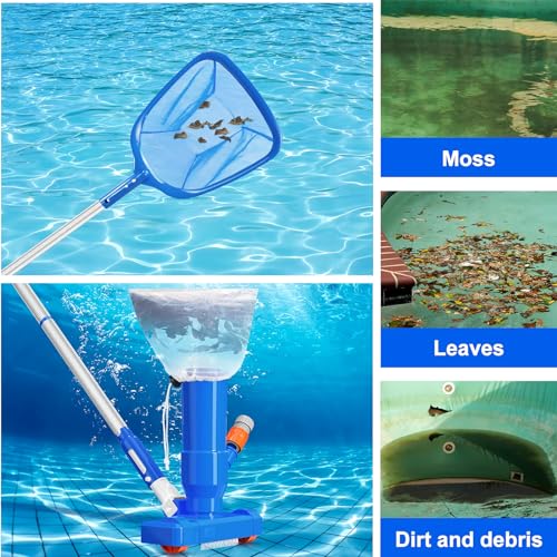 Vacuum Spa Skimmer 4 Net, Fountains Hot Pool Cleaner Handheld Kit, Portable Section Swimming Pool for 60" with of Upgraded Tub Jet Poles Vacuum Ground Cleaner Pool Pond Pool Above Pool Cleaner