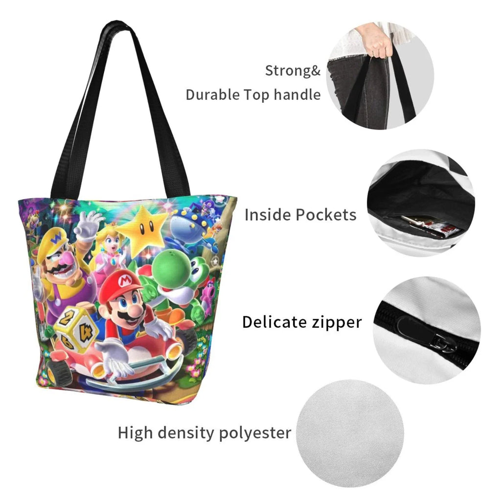 Work Tote Shopping Beach Business Large For Women's Capacity Shoulder Super Poster Handbag Travel Bag School Mario