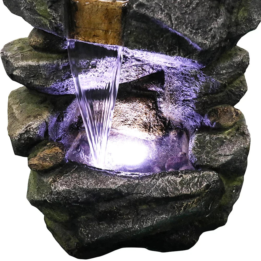 Kmowoo Fountain 40inches Lights Stacked Rock LED liquid Simulated High with