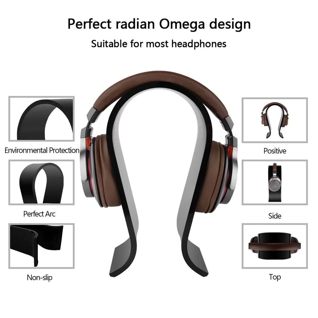 Geekria Omega Hanger , Headphones, AKG, Display JVC, Gaming Bang Stand, Headphone Over-Ear Acrylic for , Headsets (Black) Stand Compatible with Sennheiser, & Olufsen Desk Headset