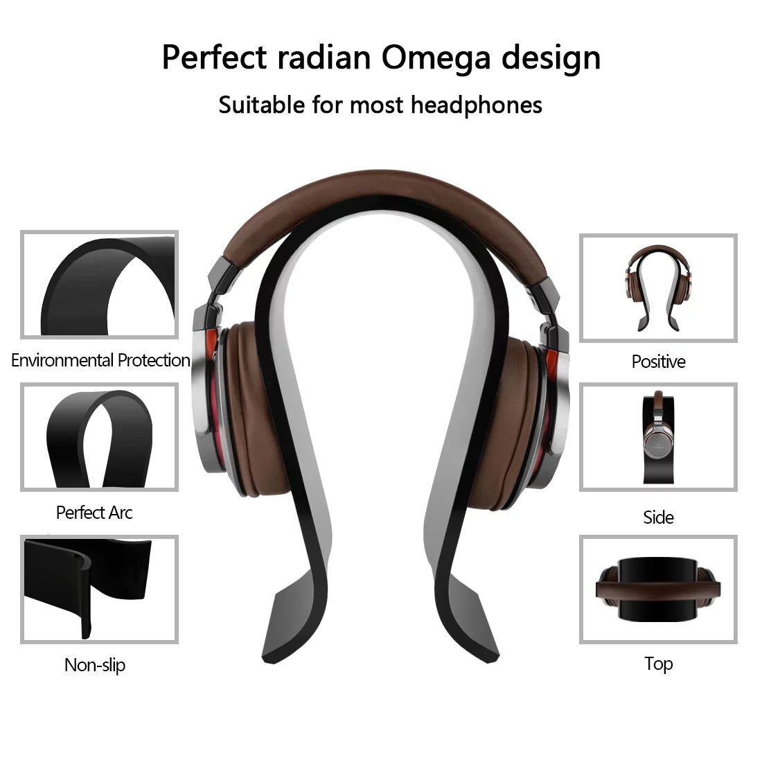 Geekria Omega Hanger , Headphones, AKG, Display JVC, Gaming Bang Stand, Headphone Over-Ear Acrylic for , Headsets (Black) Stand Compatible with Sennheiser, & Olufsen Desk Headset