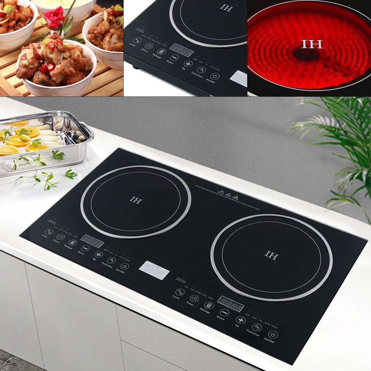 Touch Dual Cooker+1400W Portable Cooker Stove Countertop 1200W ANQIDI Cooktop Digital Sensor Burner Ceramic