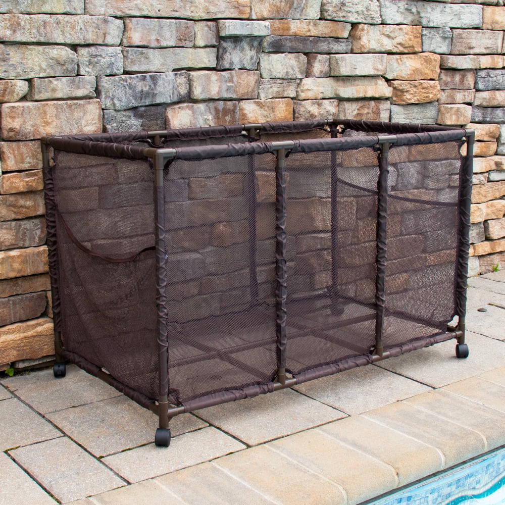 Noodles Organizer Rolling design Toys, W Holder, Bin, Brown (43" x Height, Large, Storage and Yours Equipment L 28" x 25" H), Essentially Mesh Pool Balls, 563009 Floats Kids