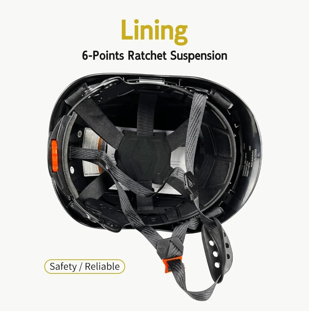 Construction with OSHA Ear Visor Z89.1(Black) Work ANSI/ISEA Certified with Visor Muffs Hard Vented Helmet Head Hat Industrial Approved Safety Hardhats Protection