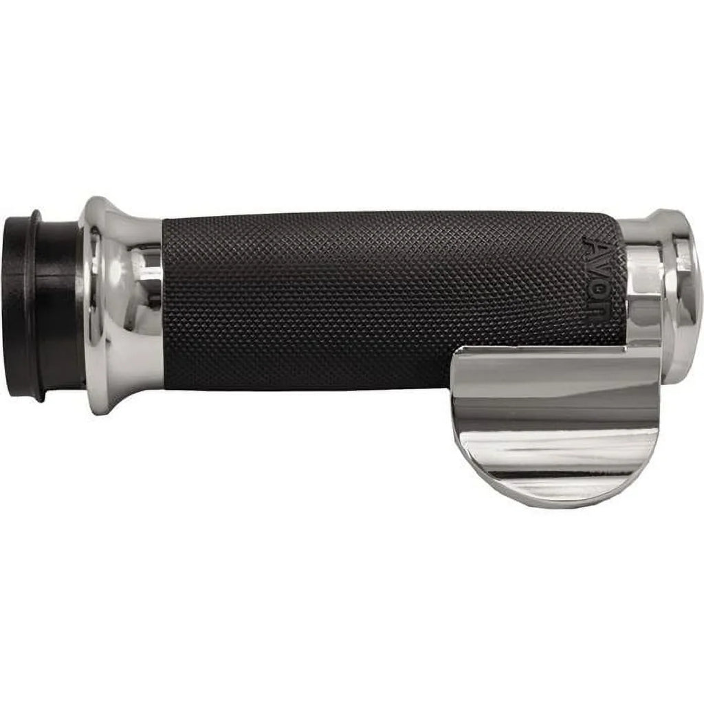 Avon Throttle Grips / Contour Custom F-B-W CC-85-CH-BO-FLY; W Grips Chrome Boss