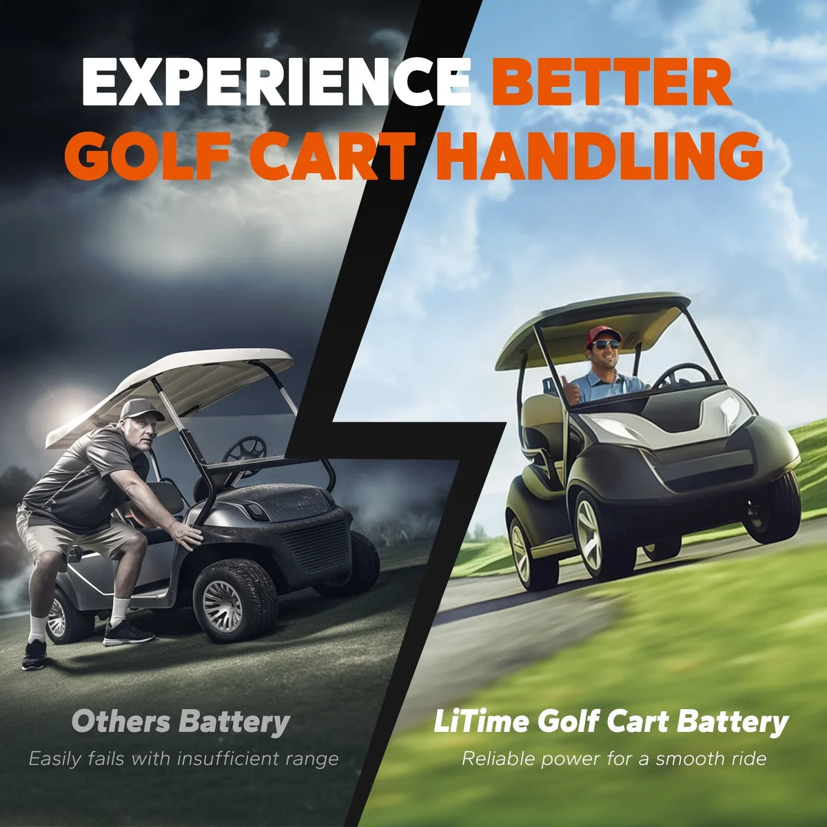 Cycle, 100Ah Built-in Golf for Deep 36V Motor, Mower and 2C 200A Lawn Battery, GC2 RV, Golf Discharge, 15000 LiTime Cart, LiFePO4 Support Max. Power Trolling Cart Max. 7.68kW Perfect Lithium BMS,