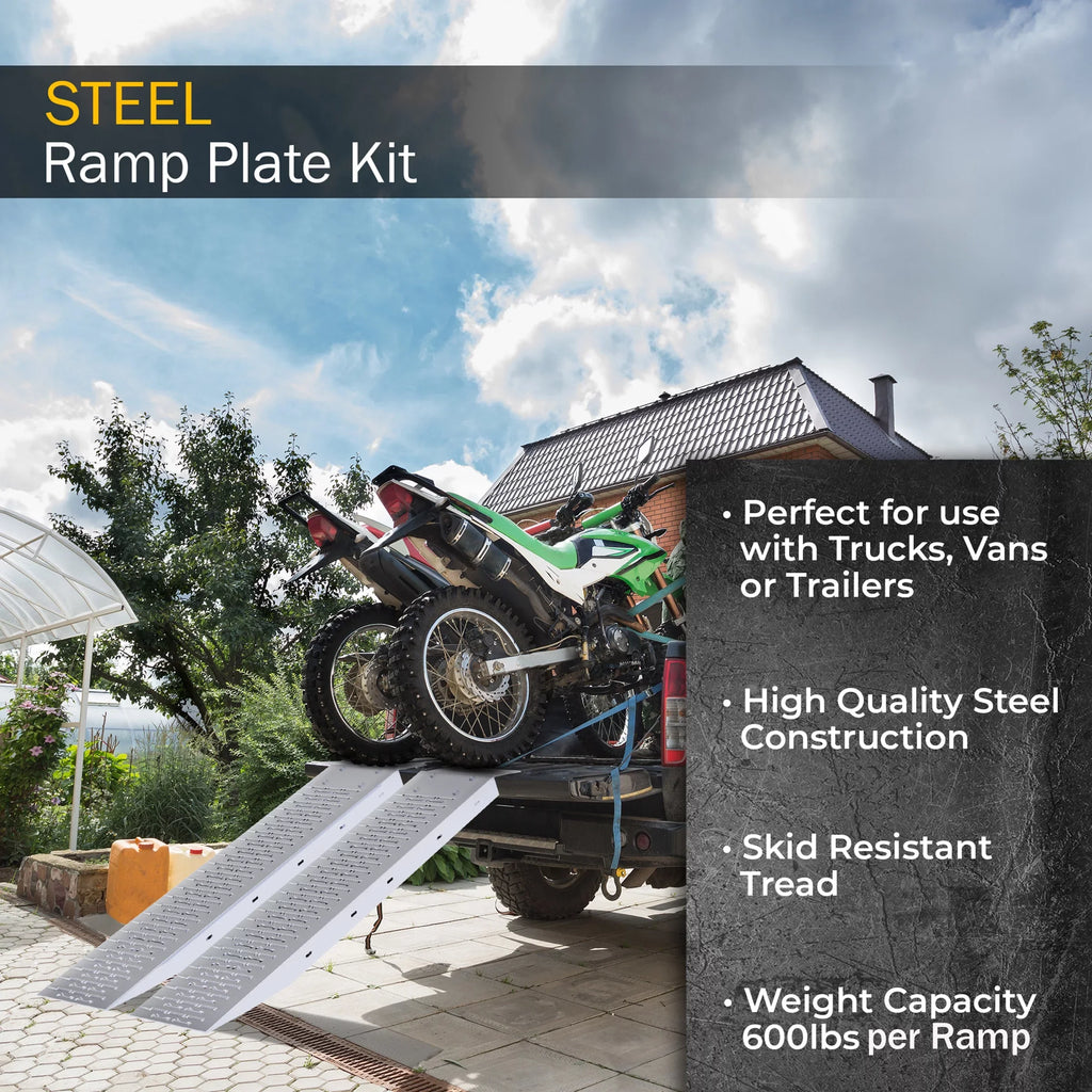Trucks Combined Stalwart Motorcycles, Set 1200lb Loading Steel and Carts Capacity Pickup Use More, and ATVs, Ramp Trailers, with Ramps, Mowers, for