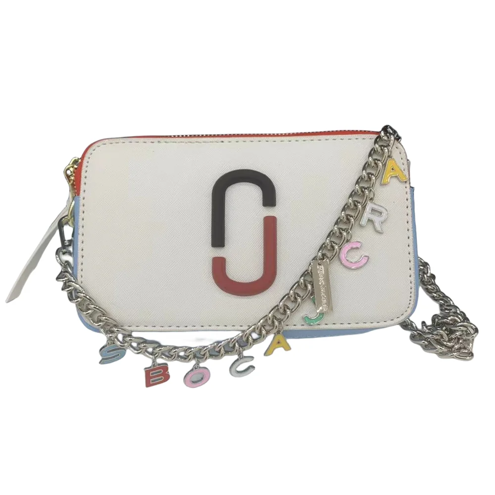 Logo Leather Cross Snapshot Bag body Women's Beige Chain Strap with