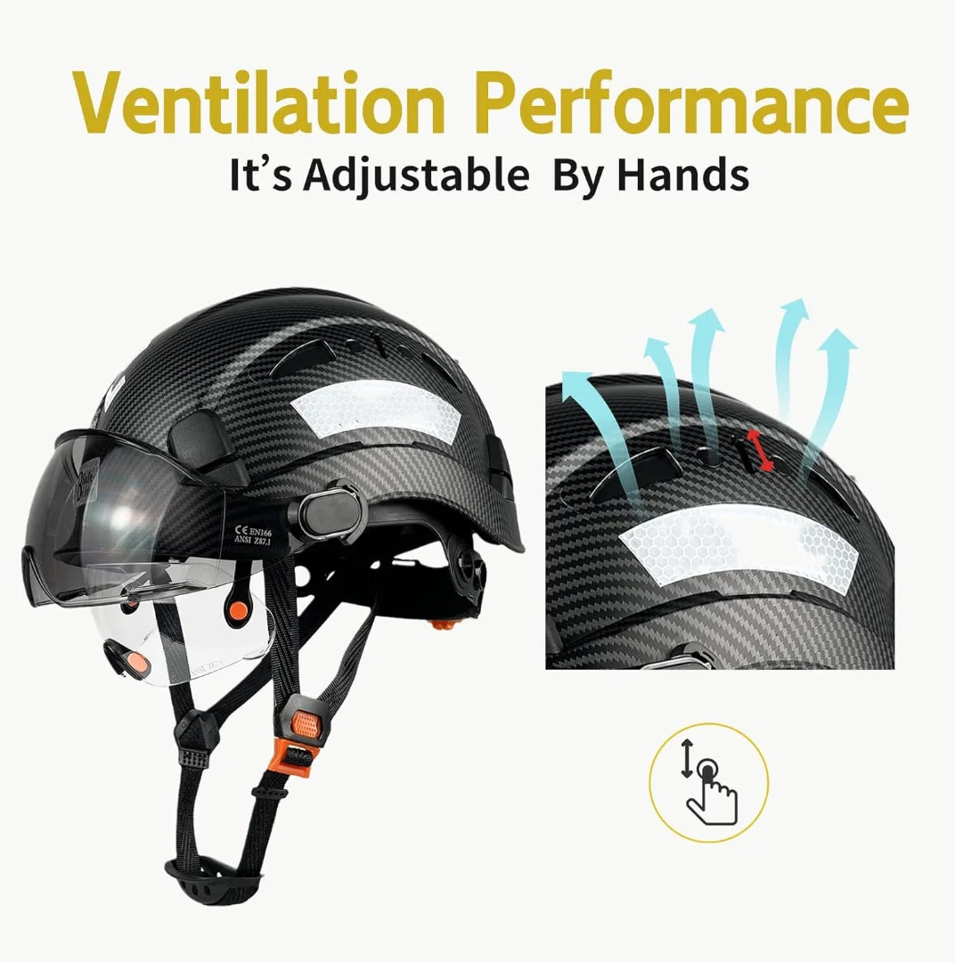 Construction with OSHA Ear Visor Z89.1(Black) Work ANSI/ISEA Certified with Visor Muffs Hard Vented Helmet Head Hat Industrial Approved Safety Hardhats Protection