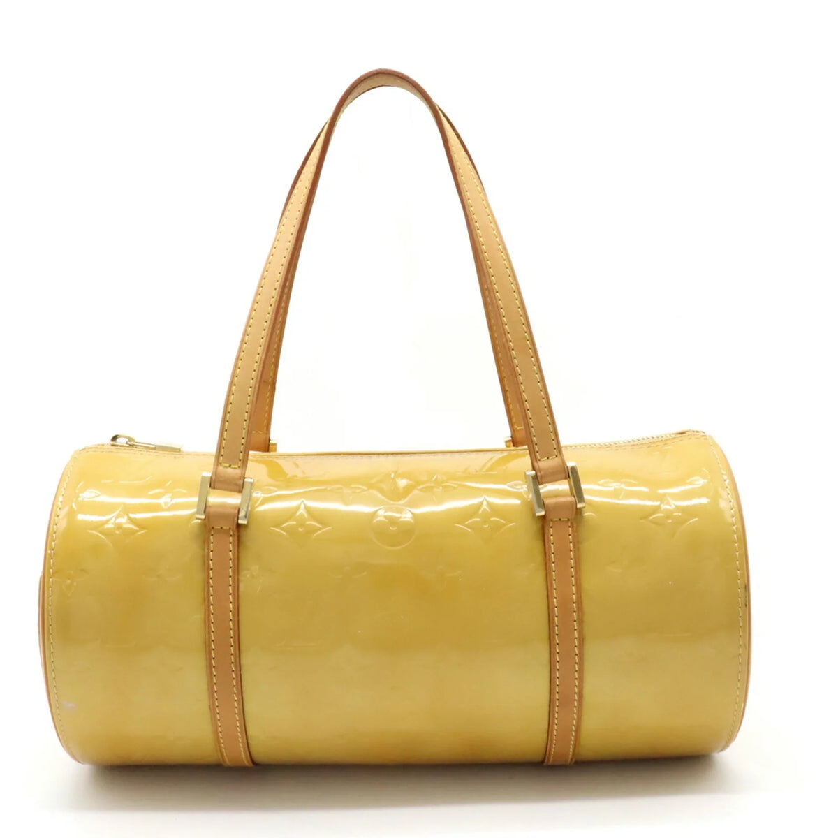 Beige M91006 Vernis (Fair) Pre-Owned Bedford Enamel Monogram Leather Handbag Yellow