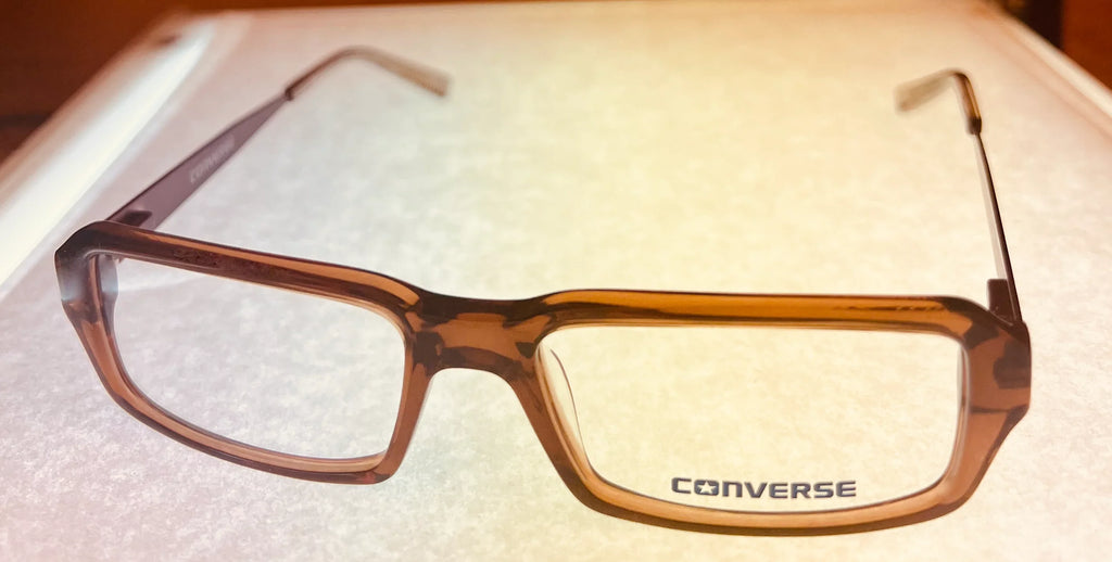 Mens Ophthalmic Frame Digital Rectangle Soft Plastic Eyeglass Brown Converse