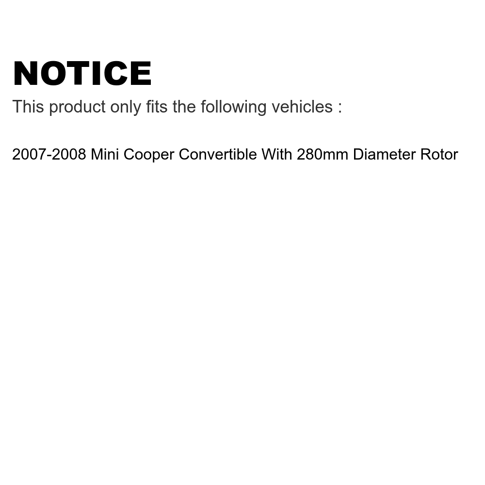 With Cooper Rotor Rear Kit And KGS-102310 Semi-Metallic - Coated Pads Diameter Rotors Auto 280mm Disc Brake Mini For 2007-2008 Convertible Transit