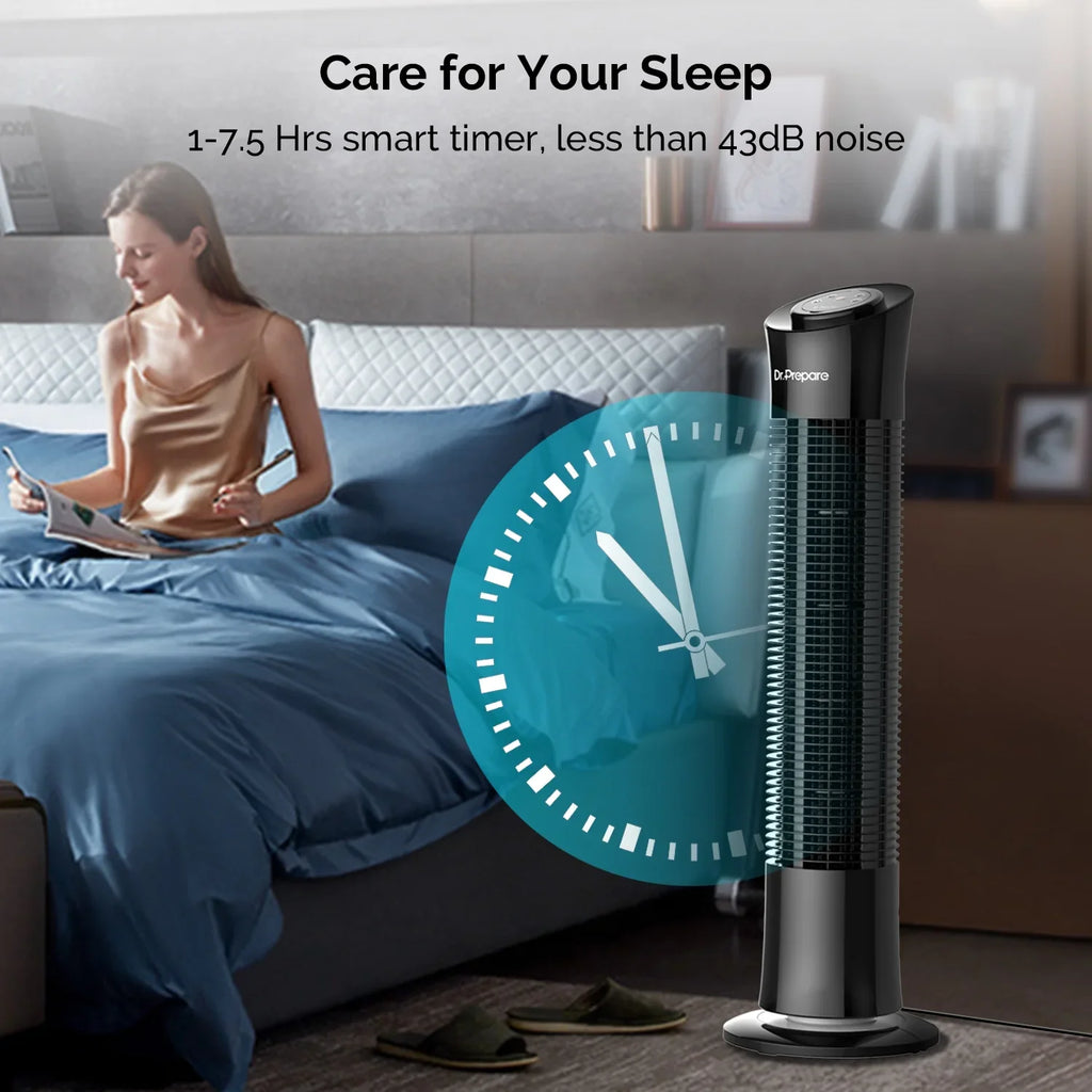 Fan，Portable w/Remote/3 Oscillation Floor 30’’ Tower for Stand Prepare Timer Home/Office Speeds/7.5h Fans Dr.