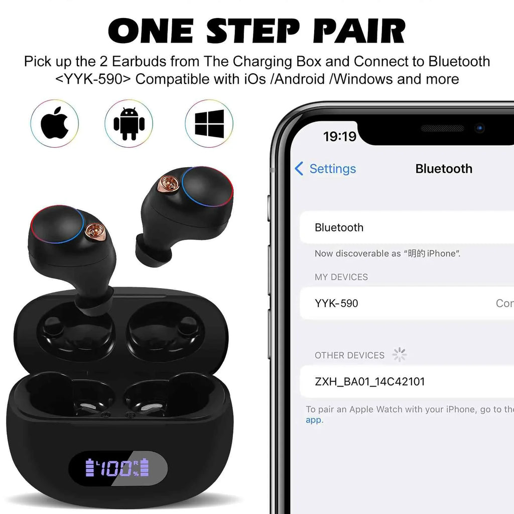 5.2 Bluetooth Dual Charging liquid Wireless Balanced, Compatible Bass + Case, True Connection, with Youth IPX5 Bluetooth Z6 UrbanX Resistance, Connect, Lenovo Black, Earbuds Boost