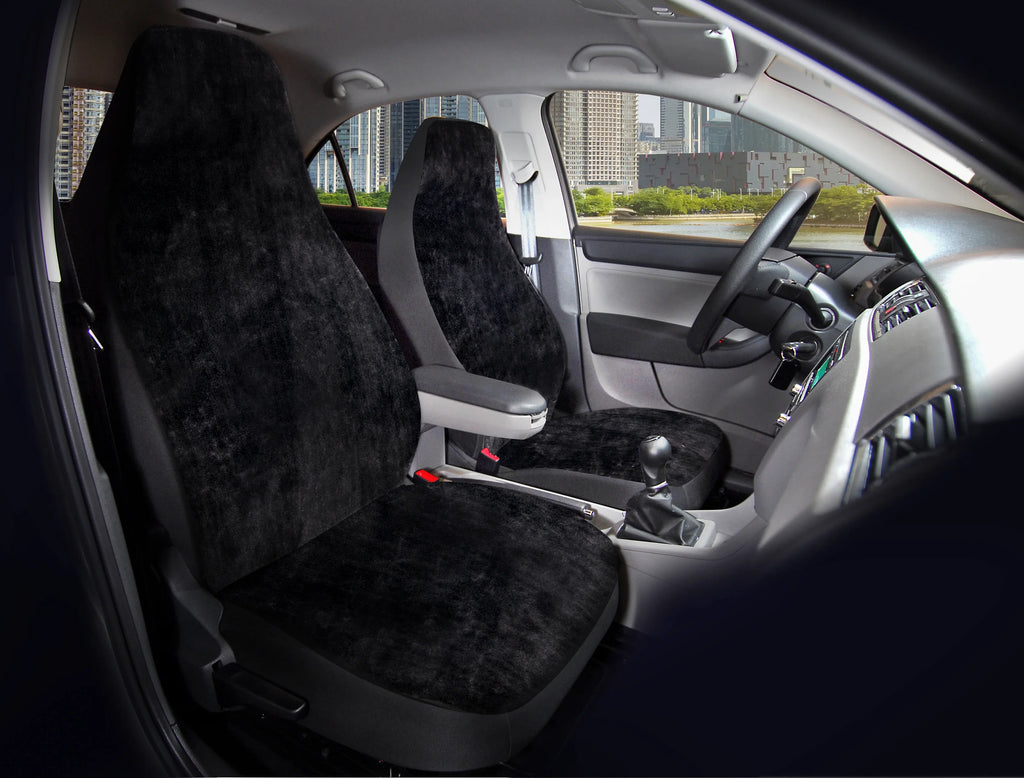 Polyester Faux Universal Car Drive Back Fit, Soft High 2 Black, Covers Seat Piece 2002SC101 Fur Auto