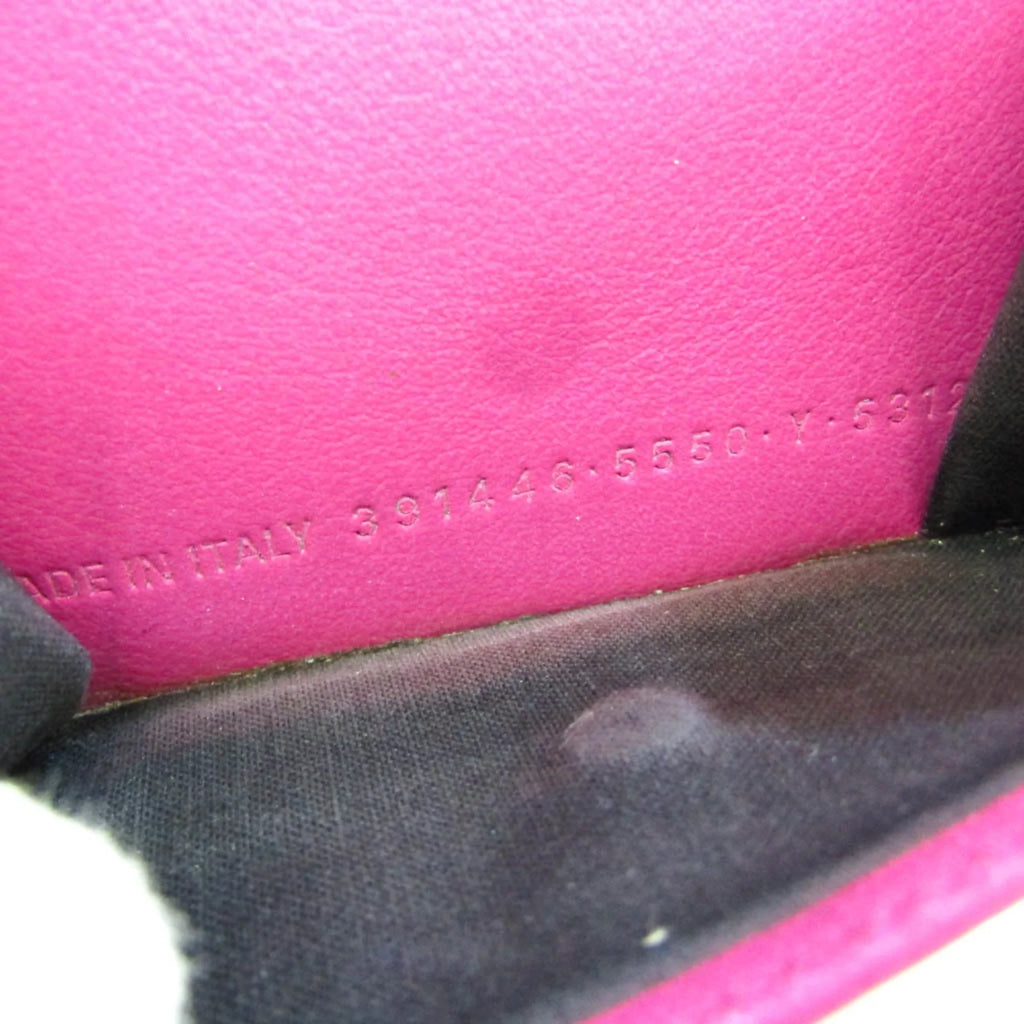 391446 Wallet Women's Wallet Leather Papier Mini (tri-fold) Pre-Owned (Good) Pink Balenciaga