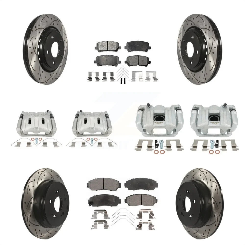 Caliper Ceramic Drilled Transit Coated 2015-2017 KCD-100667T Pads Front Kit Rear And For Honda Odyssey (10Pc) Brake Rotors Auto Disc Slotted