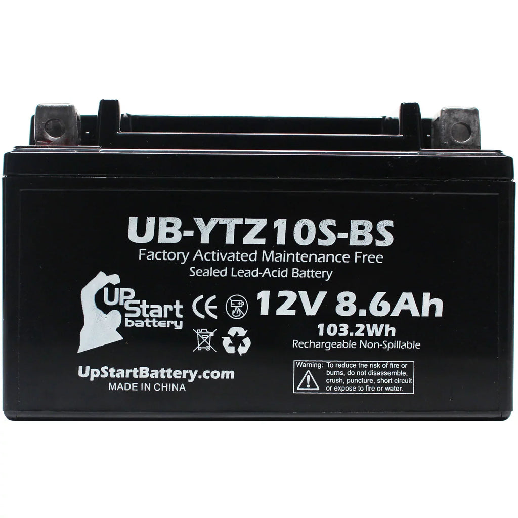 Factory 12V, Activated, Yamaha UpStart - Motorcycle UB-YTZ10S-BS YZF-R1 Replacement 1000CC Battery Battery 2-Pack 2011 8.6Ah, Maintenance Free,