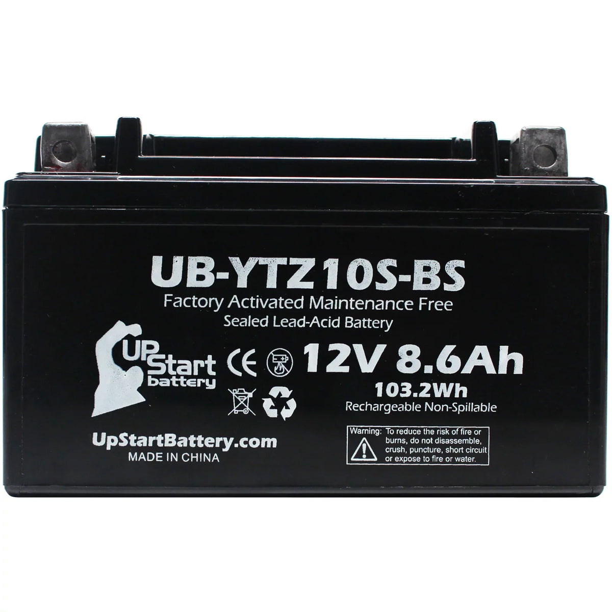 Factory 12V, Activated, Yamaha UpStart - Motorcycle UB-YTZ10S-BS YZF-R1 Replacement 1000CC Battery Battery 2-Pack 2011 8.6Ah, Maintenance Free,