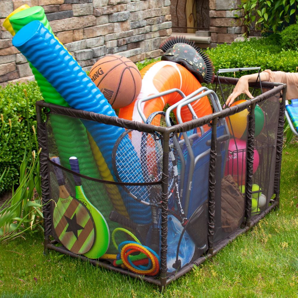 Noodles Organizer Rolling design Toys, W Holder, Bin, Brown (43" x Height, Large, Storage and Yours Equipment L 28" x 25" H), Essentially Mesh Pool Balls, 563009 Floats Kids